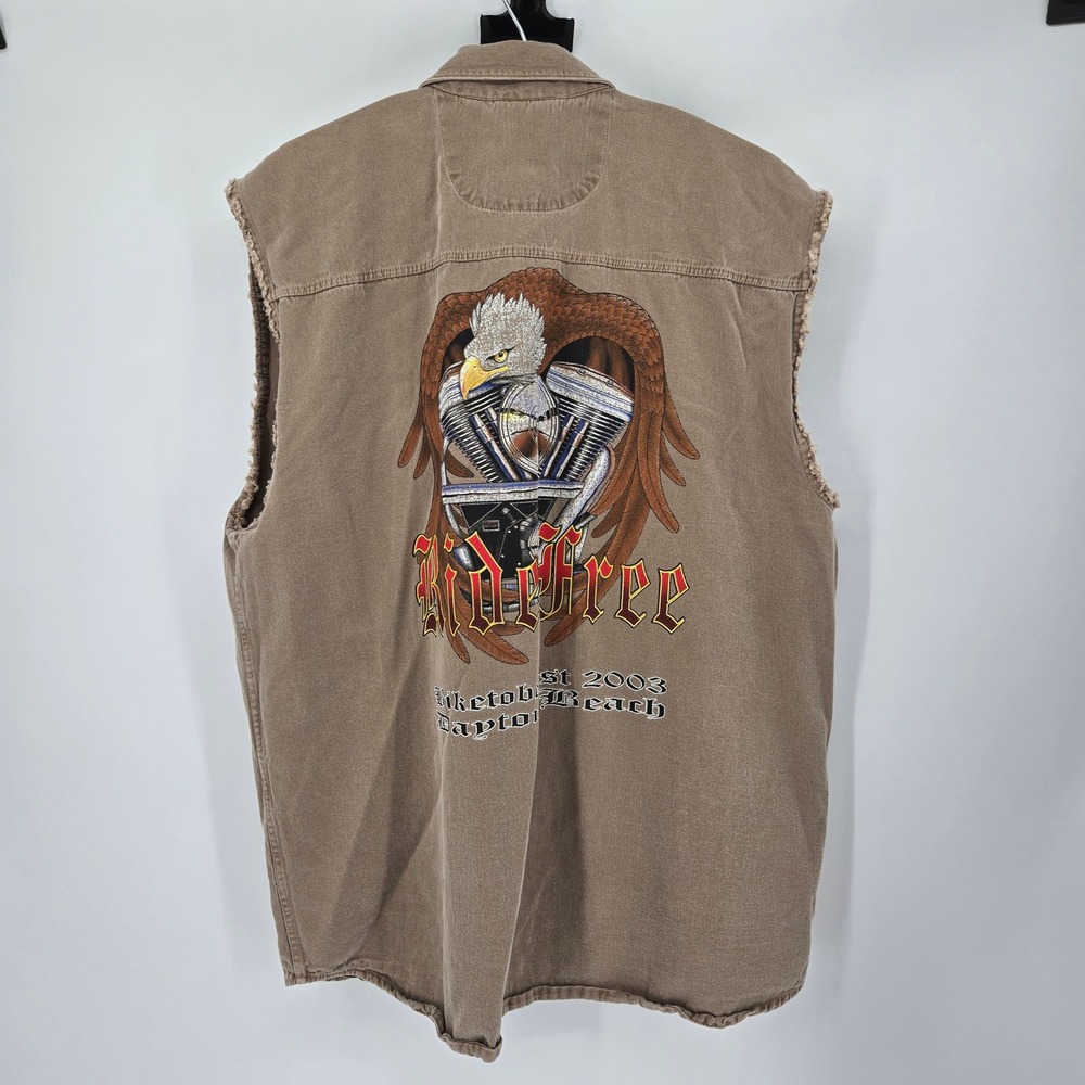 Vintage Biketoberfest 2003 Daytona Beach Eagle Motorcycle Vest Shirt Mens XL